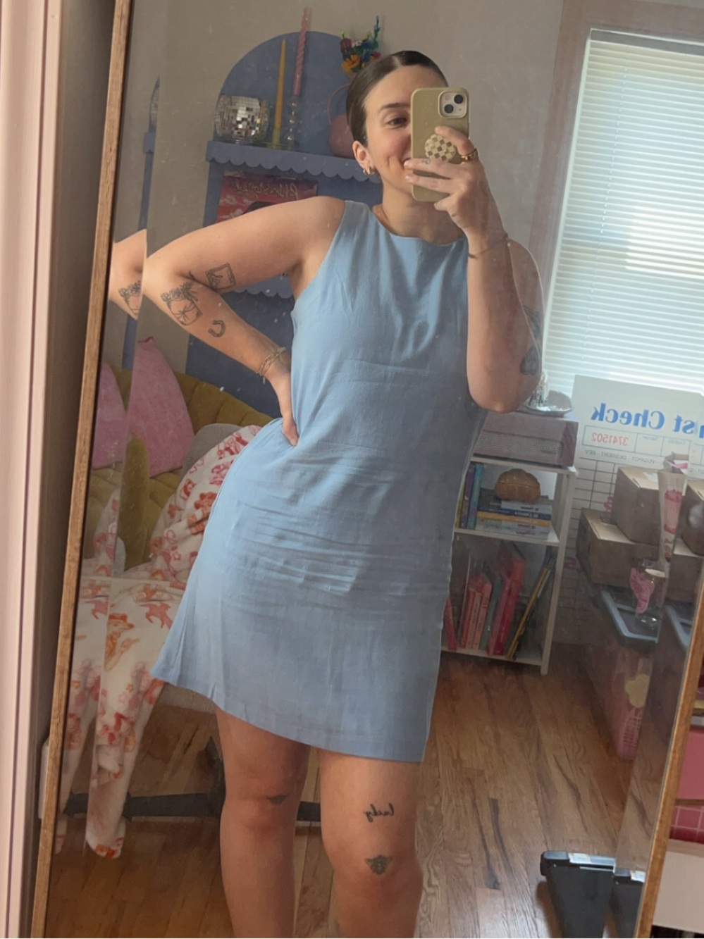 Monteau Powder Blue Sleeveless Shift Dress